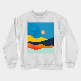 A sun landscape with colorful geometrical shapes Crewneck Sweatshirt